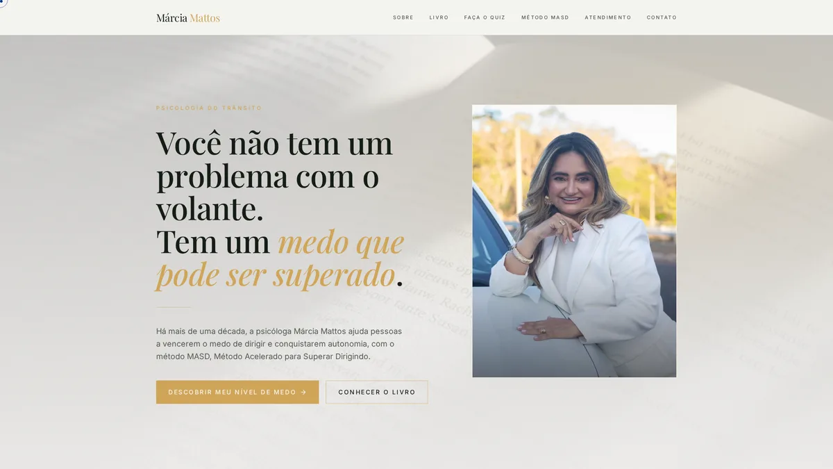 Site Supere o Medo de Dirigir, de Márcia Mattos