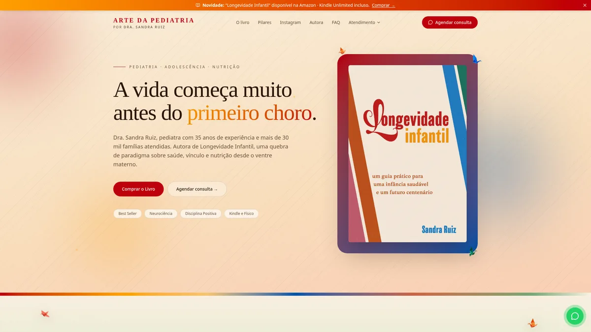 Site Longevidade Infantil, de Dra. Sandra Ruiz